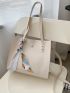 Minimalist Twilly Scarf Decor Shoulder Tote Bag With Inner Pouch