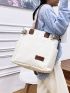 Letter Patch Shoulder Tote Bag