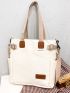 Letter Patch Shoulder Tote Bag