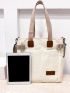 Letter Patch Shoulder Tote Bag