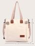 Letter Patch Shoulder Tote Bag