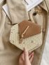 Floral Embroidery Tassel Decor Flap Straw Bag