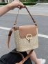 Mini Metallic Decor Flap Bucket Bag