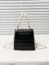 Mini Faux Pearl Decor Quilted Square Bag