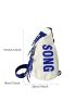 Letter Graphic Sling Bag With Bag Charm