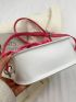 Colorblock Chain Decor Saddle Bag