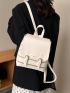 Letter Graphic Buckle Decor Flap Straw Bag