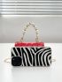 Mini Faux Pearl Decor Twist Lock Flap Chain Square Bag