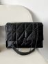 Quilted Pattern Flap Chain Square Bag