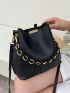 Metal Decor Chain Bucket Bag