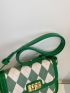 Argyle Pattern Flap Square Bag