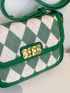 Argyle Pattern Flap Square Bag