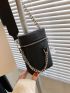 Mini Litchi Embossed Chain Decor Bucket Bag