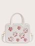 Mini Floral Graphic Double Handle Square Bag