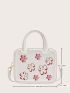 Mini Floral Graphic Double Handle Square Bag