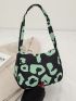 Leopard Pattern Colorblock Baguette Bag