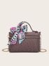 Mini Twilly Scarf Decor Ostrich Pattern Satchel Bag