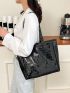 Crocodile Embossed Pattern Shoulder Tote Bag