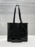 Crocodile Embossed Pattern Shoulder Tote Bag