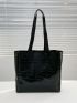 Crocodile Embossed Pattern Shoulder Tote Bag