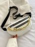 Crocodile Embossed Pattern Chain Decor Waist Bag