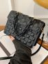 Geometric Embossed Pattern Chain Flap Square Bag