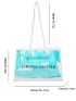 Holographic Letter Graphic Shoulder Tote Bag