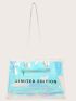 Holographic Letter Graphic Shoulder Tote Bag