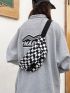 Two Tone Checkered Pattern Waist Bag