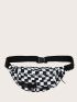 Two Tone Checkered Pattern Waist Bag