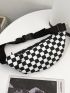 Two Tone Checkered Pattern Waist Bag