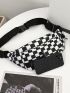 Two Tone Checkered Pattern Waist Bag