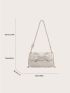 Ruched Detail Bow Decor Square Bag