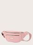 Metal Decor Double Zipper Fanny Pack