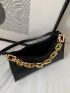 Textured Chain Baguette Bag