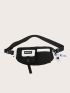 Letter Patch Decor Release Buckle Fanny Pack With Bag Charm