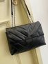 Chevron Detail Flap Chain Square Bag