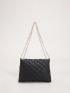 Quilted Pattern Metal Lock Design Chain Square Bag