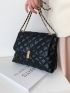 Metal Lock Quilted Flap Chain Square Bag