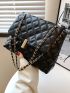 Metal Lock Quilted Flap Chain Square Bag