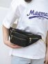 Quilted Detail Multi Zipper Chain Decor Fanny Pack