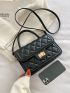 Mini Quilted Pattern Metal Lock Design Square Bag