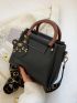 Double Handle Satchel Bag With Bag Charm