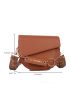 Mini Letter Graphic Crocodile Embossed Flap Saddle Bag