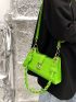 Crocodile Embossed Metal Detail Baguette Bag