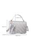 Geometric Embossed Flap Square Bag With Bag Pouch