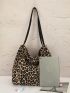 Leopard Print Large Capacity Shoulder Tote Bag