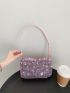 Rhinestone Decor Baguette Bag