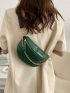 Mini Chain Decor Crocodile Embossed Fanny Pack