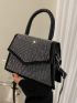 Mini Allover Rhinestone Decor Square Bag